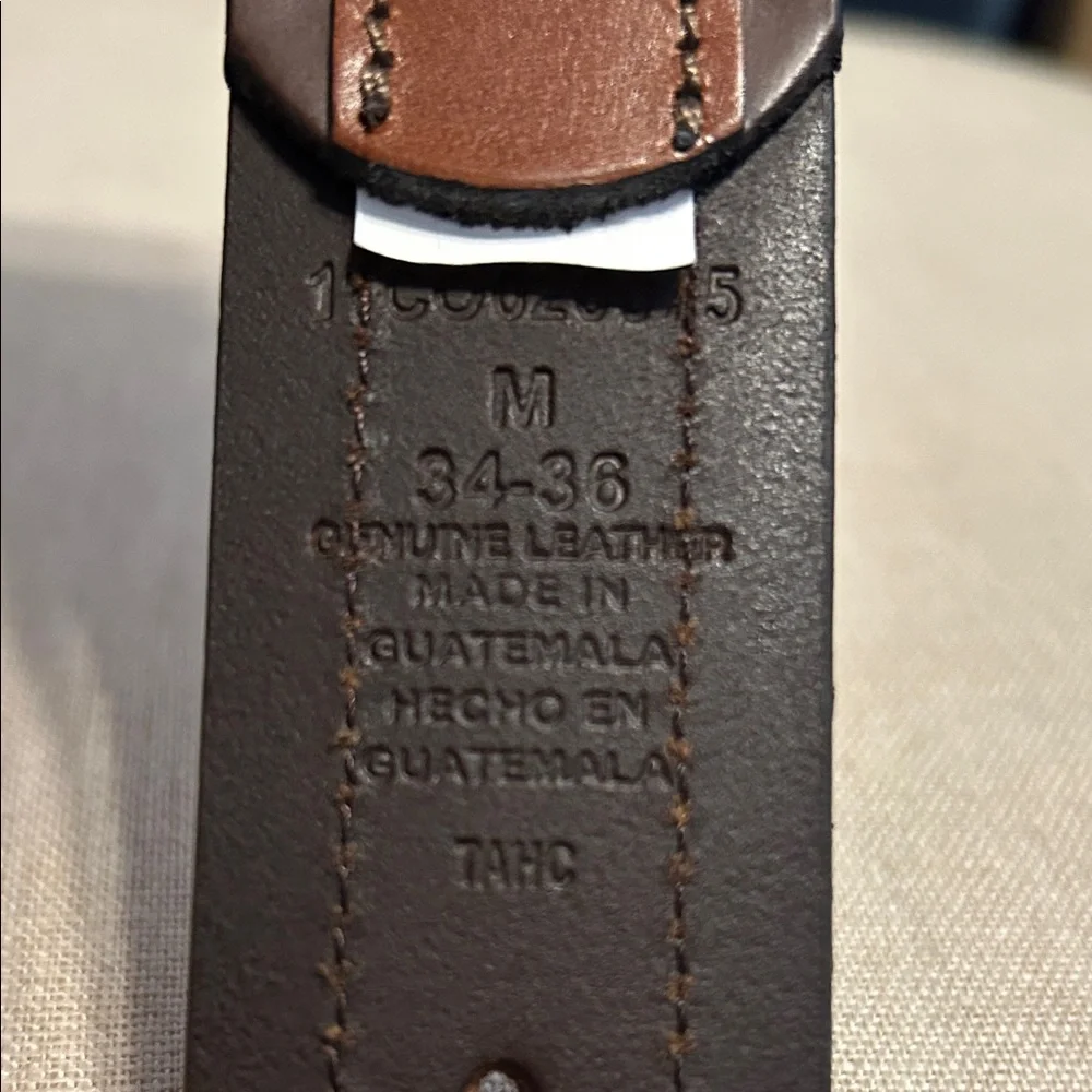 Columbia Men’s Tan Leather Belt with Silver Buckle, Size M (34-36)